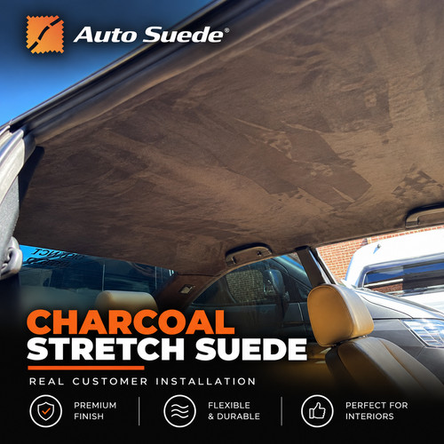 Charcoal suede headlining - suede,