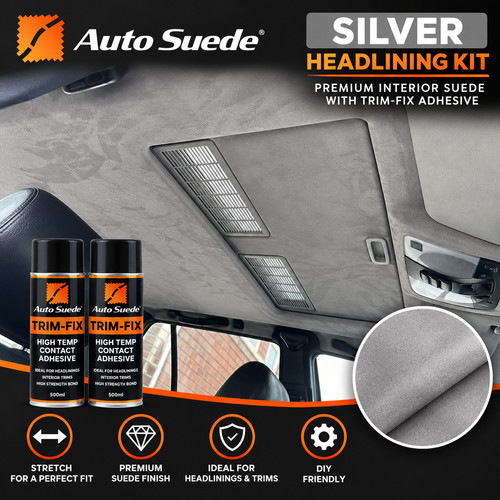 Silver suede headlining - silver,